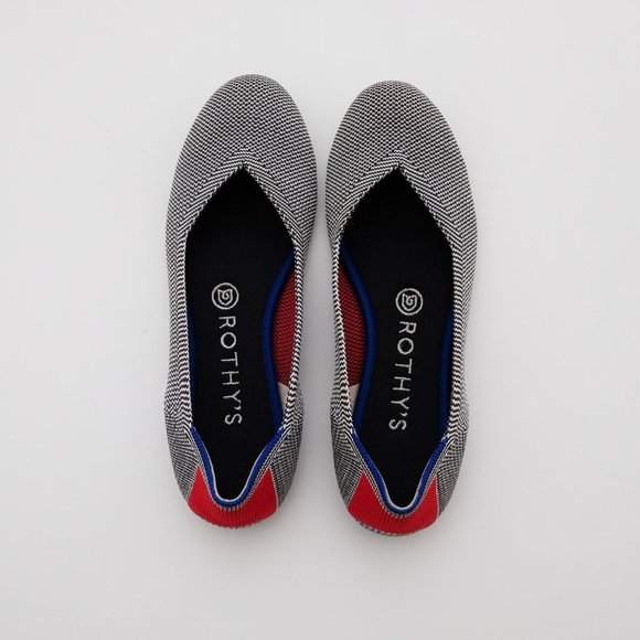 Rothy’s Round Toe Flats 7.5 Shale Cherry Ribbon Retired Ballet Shoes - Picture 3 of 5